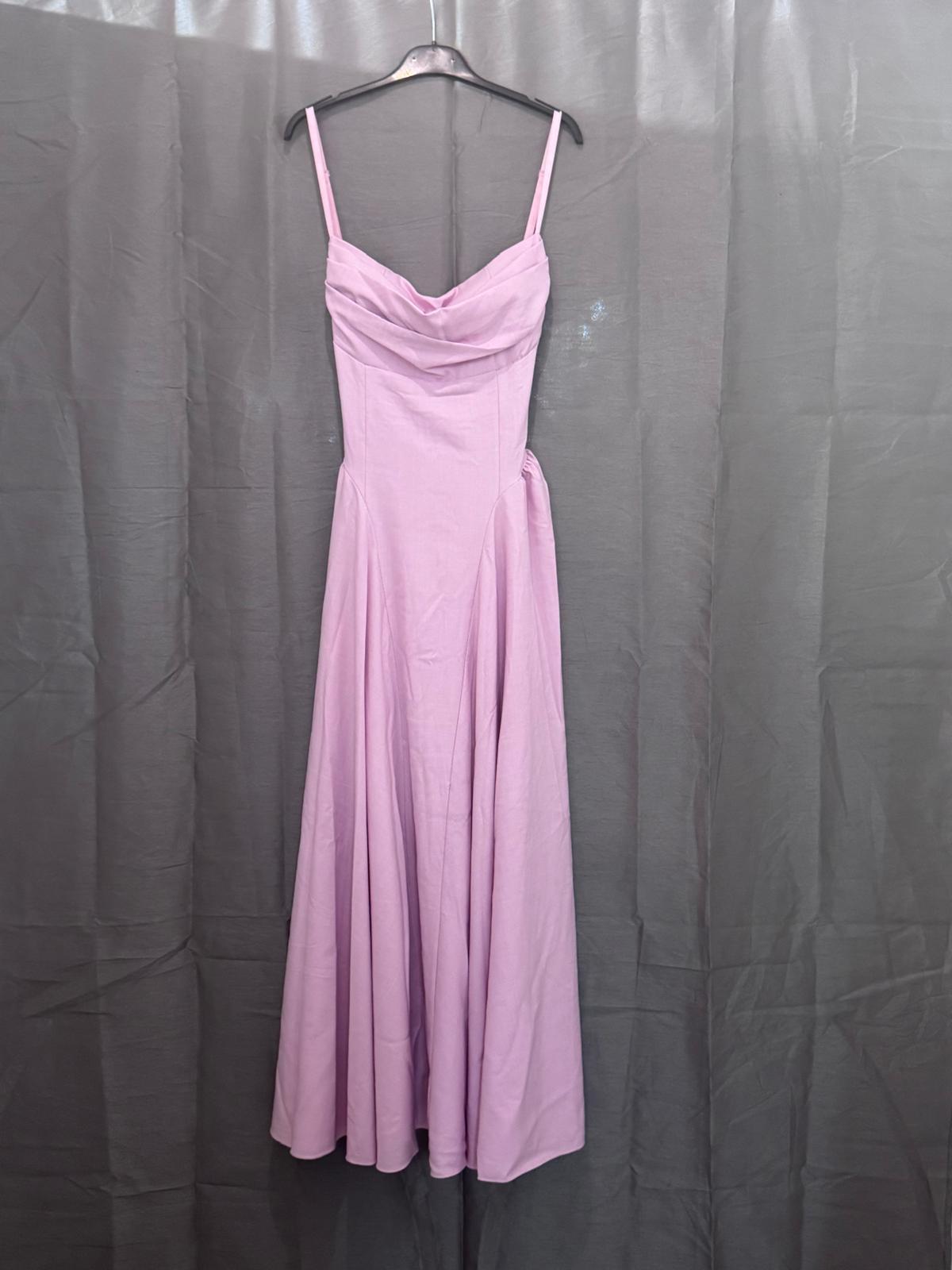 Robe longue  col drapé, bretelles fines, jupe évasée