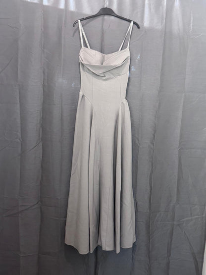Robe longue  col drapé, bretelles fines, jupe évasée
