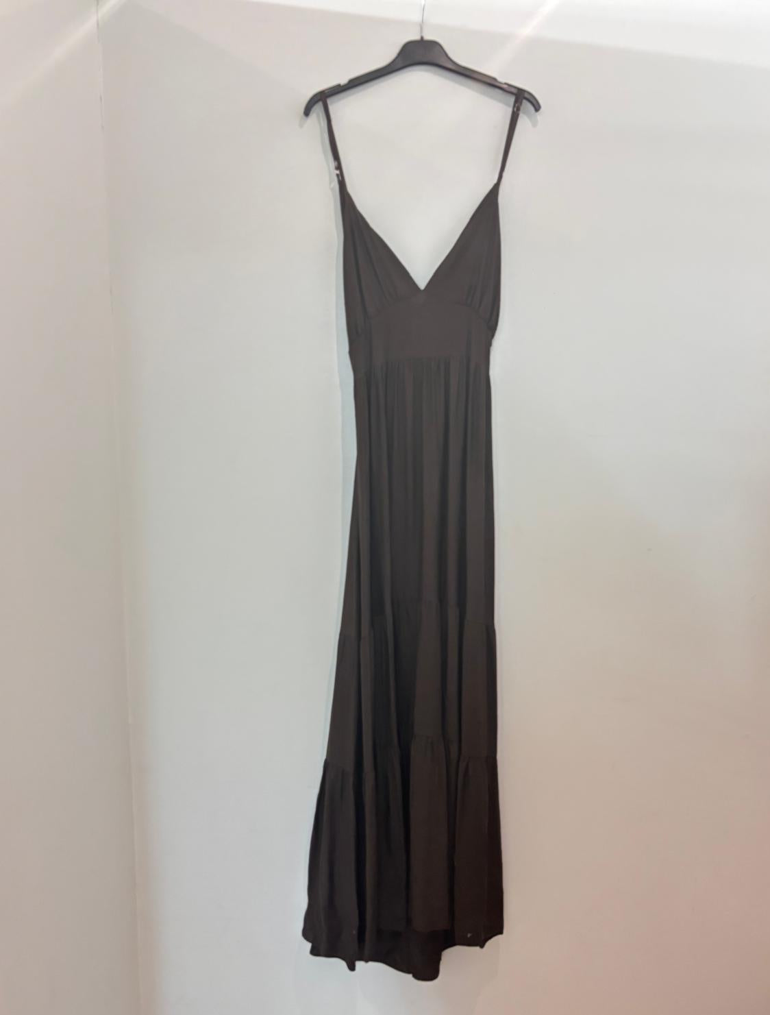 Robe longue à volants bretelles fines