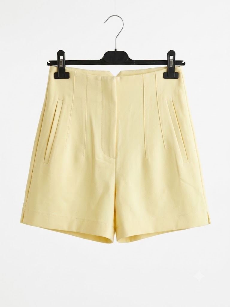 Short à taille haute avec plis et poches italiennes