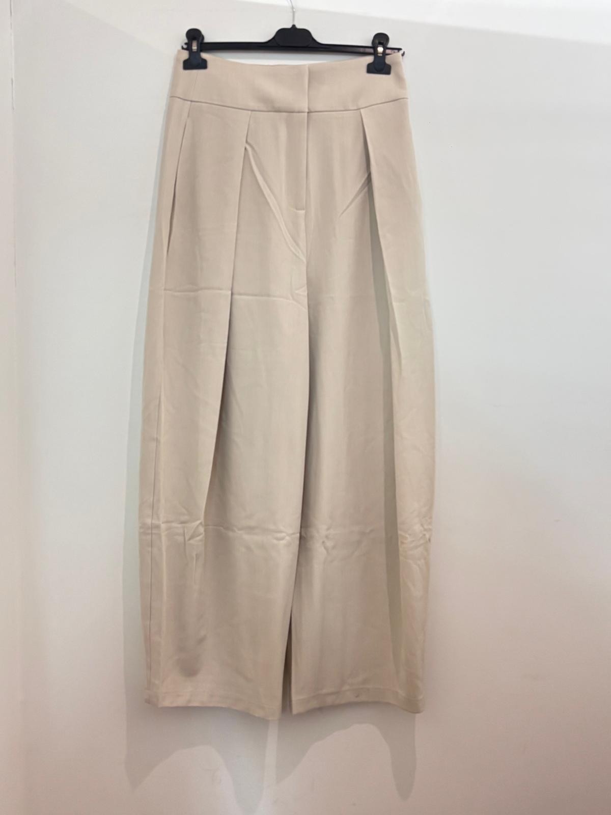 Pantalon large à pinces taille haute