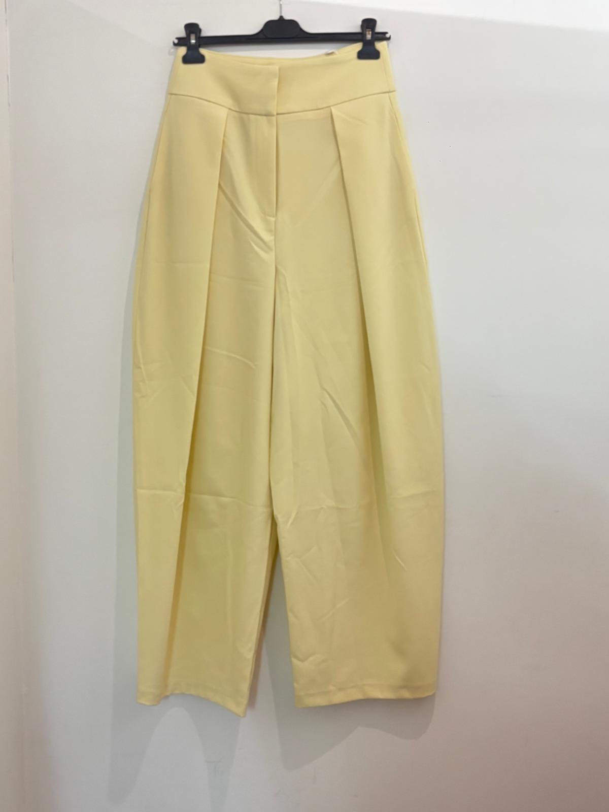 Pantalon large à pinces taille haute