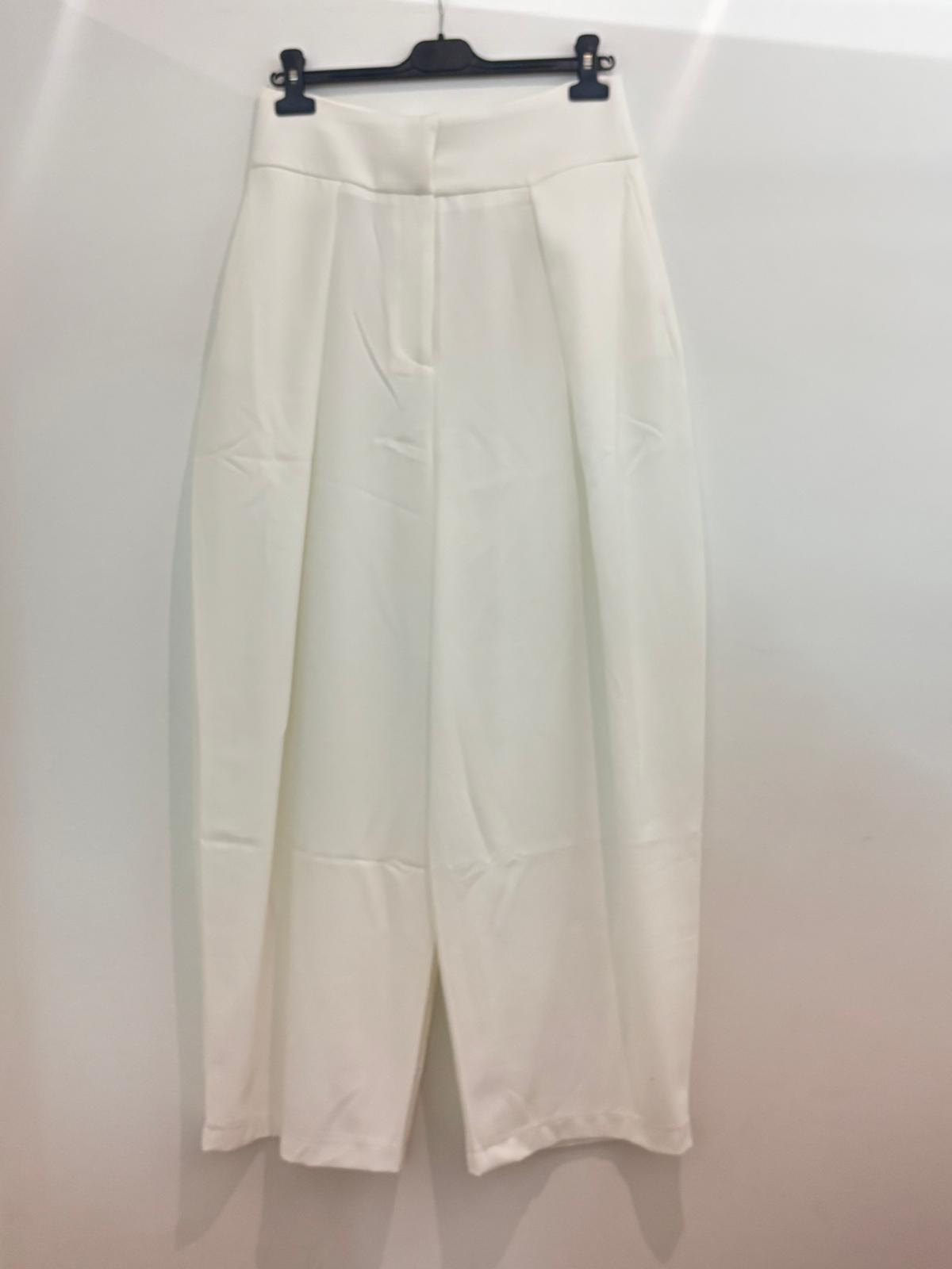 Pantalon large à pinces taille haute