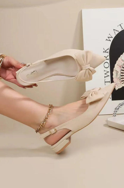 Ballerine plate, bride cheville et nœud