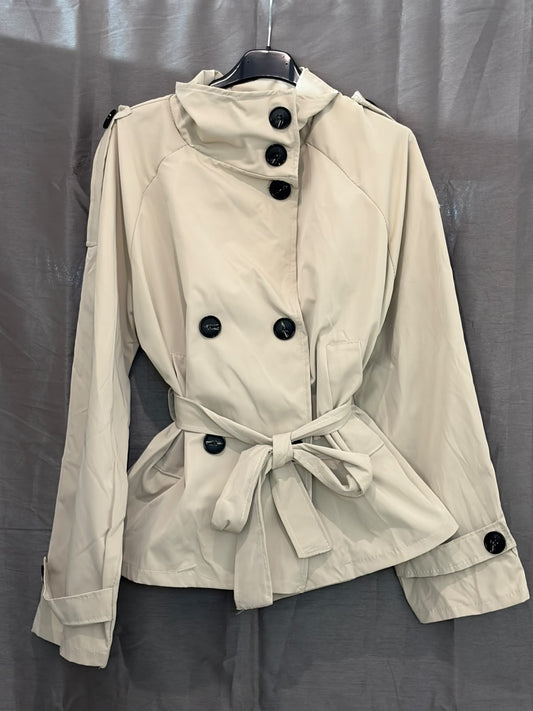 Veste trench courte ceinturée à col montant