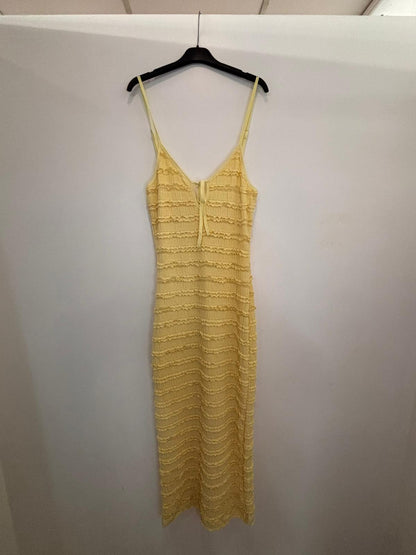 Robe longue côtelée à fines bretelles