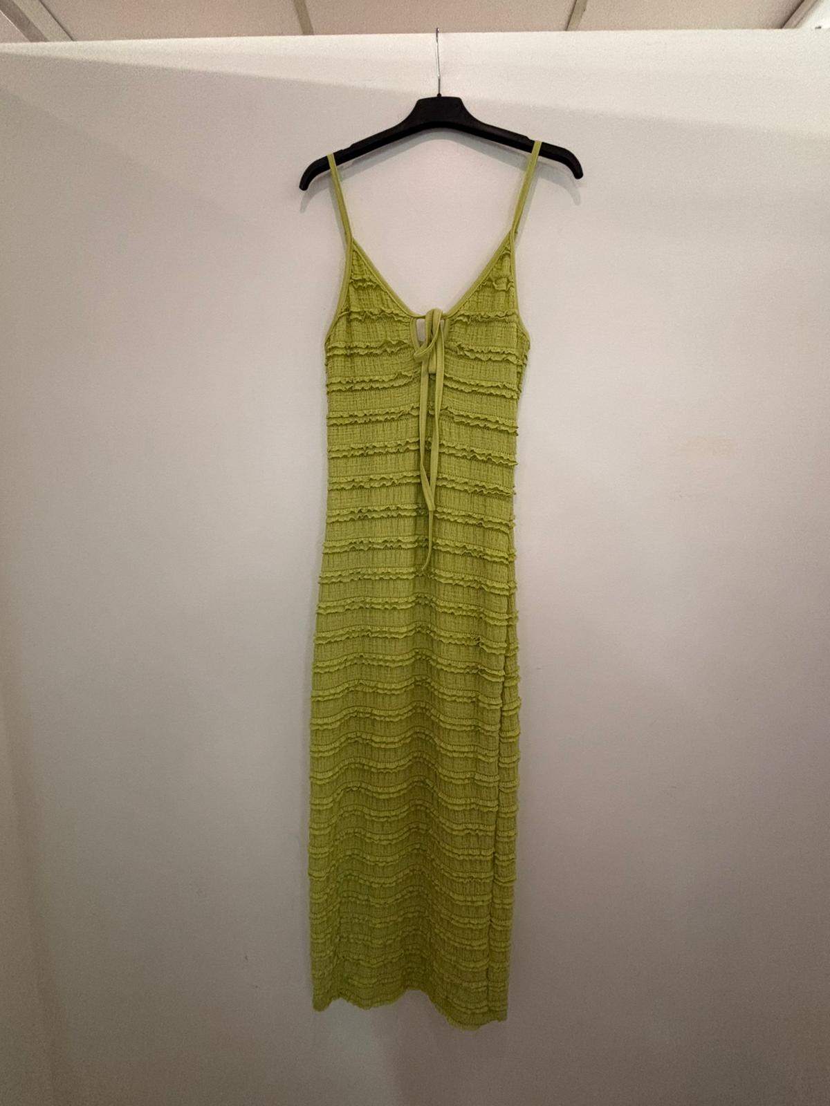 Robe longue côtelée à fines bretelles