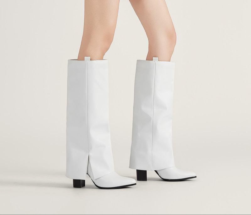 Bottes hautes à talon carré