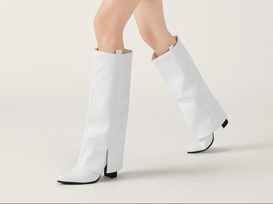 Bottes hautes à talon carré