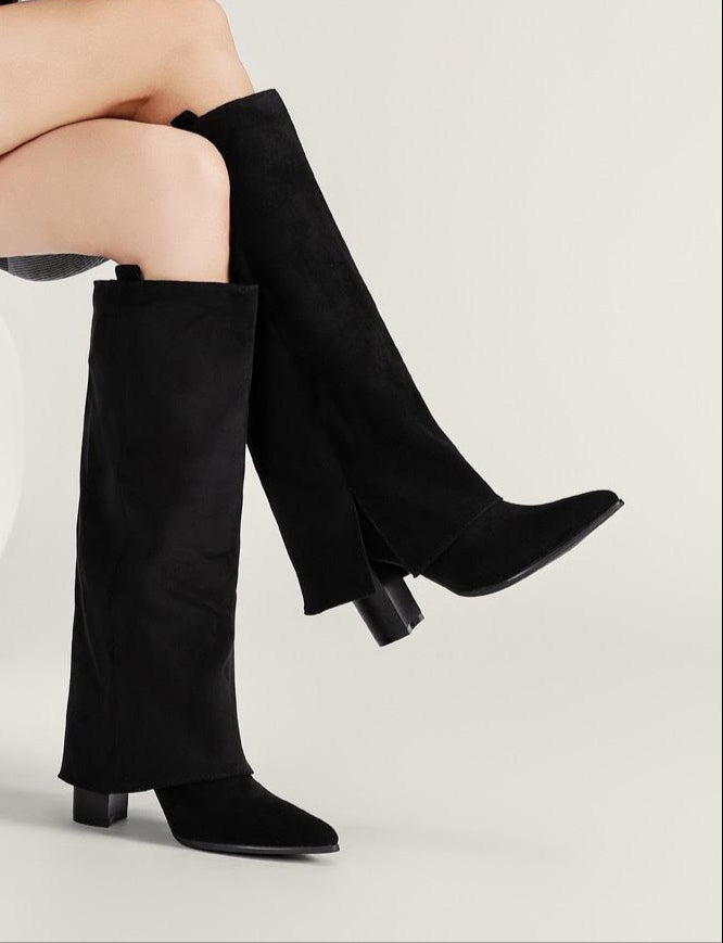 Bottes hautes à talon carré