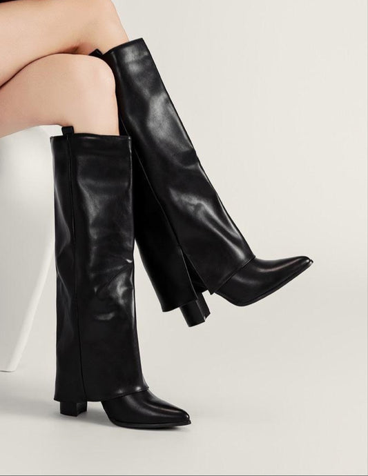 Bottes hautes à talon carré
