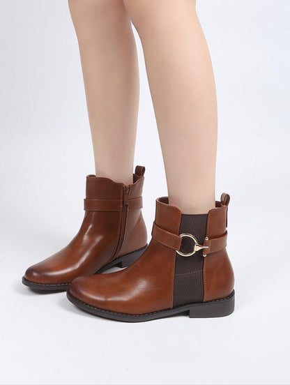 Bottines avec détail boucle dorée