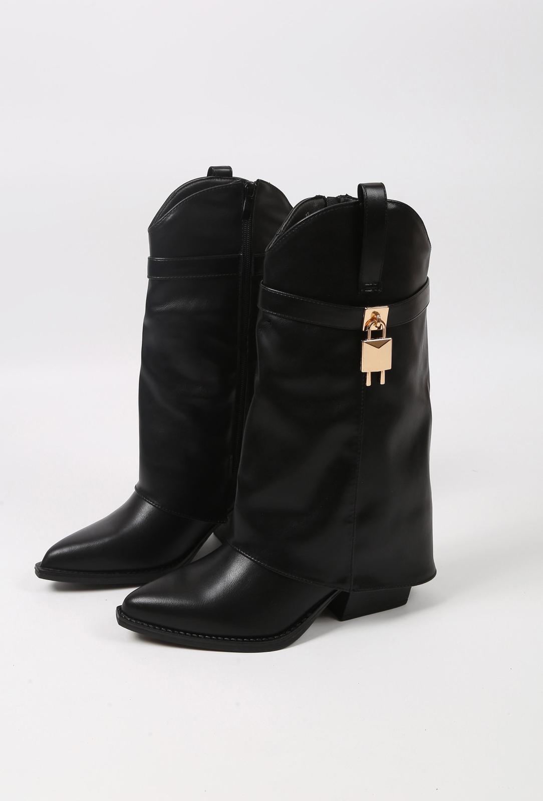 Bottes hautes avec cadenas doré décoratif