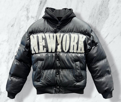 Doudoune avec capuche et inscription New York