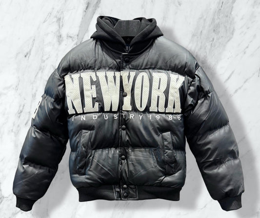 Doudoune avec capuche et inscription New York