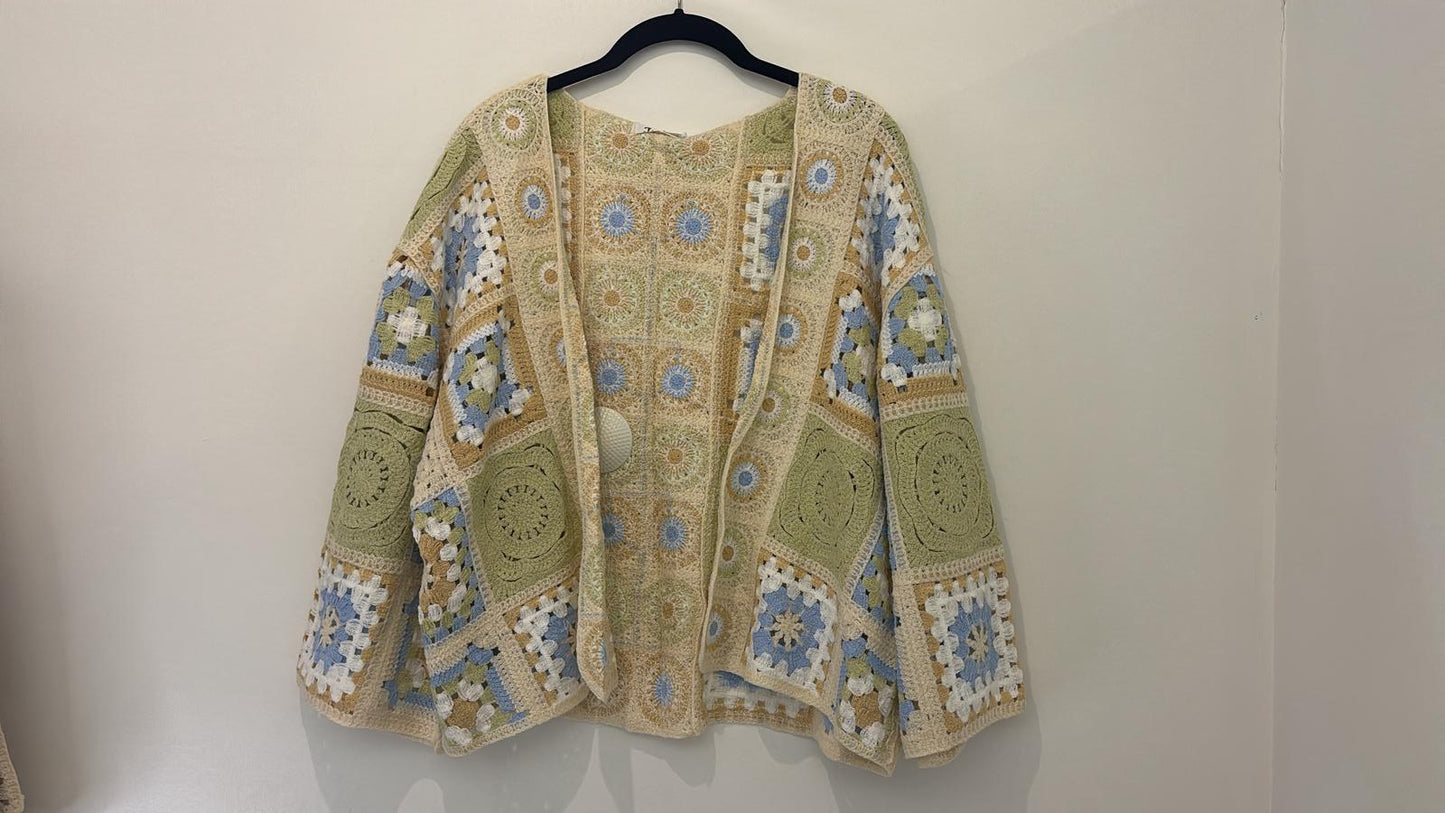 Gilet crochet à motifs géométriques