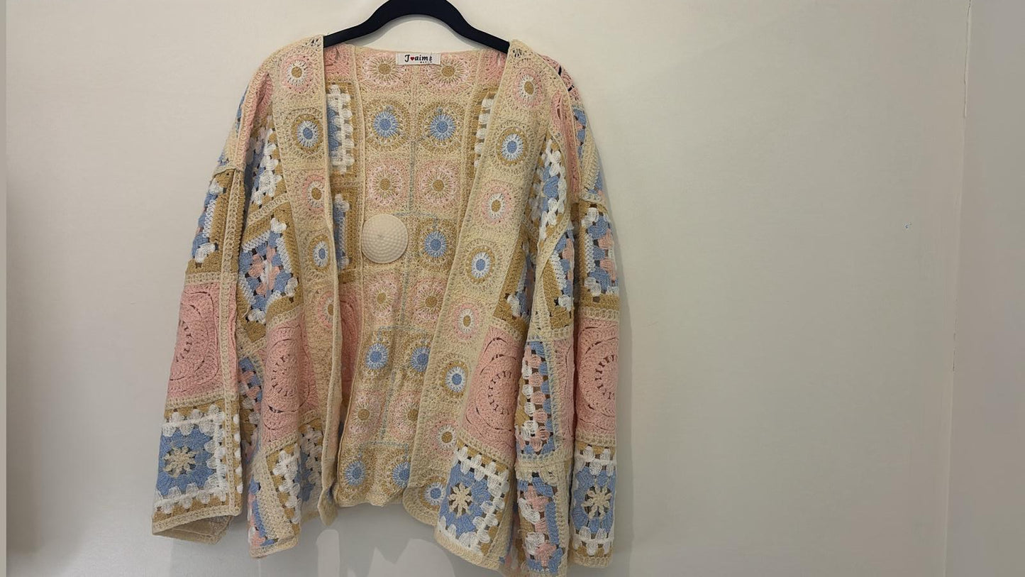 Gilet crochet à motifs géométriques