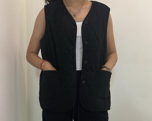 Gilet sans manches matelassé à poches