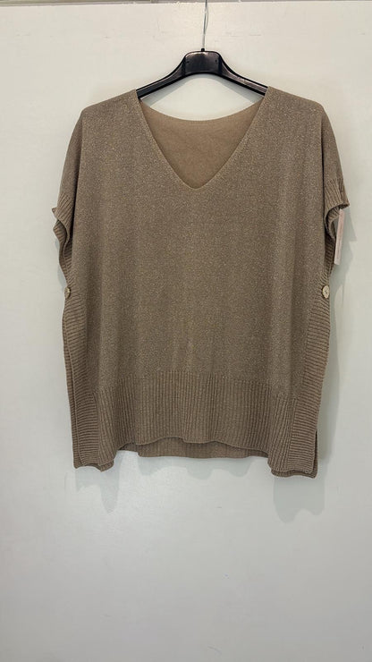 Poncho pull pailleté à boutons latéraux