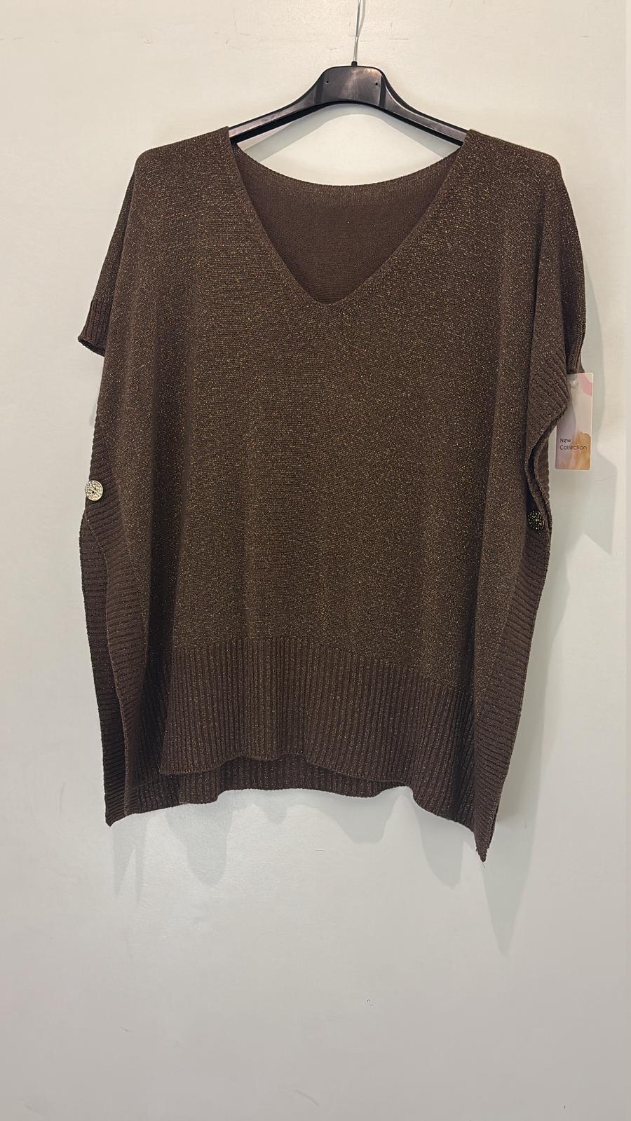 Poncho pull pailleté à boutons latéraux