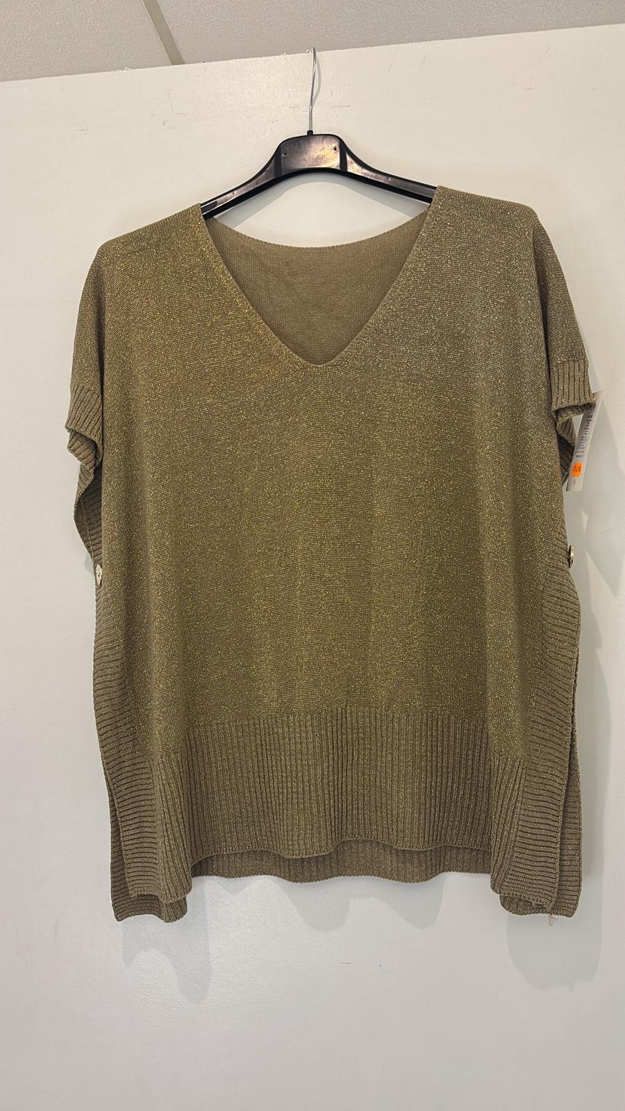 Poncho pull pailleté à boutons latéraux