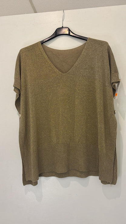 Poncho pull pailleté à boutons latéraux