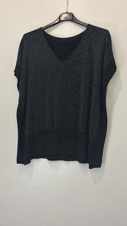 Poncho pull pailleté à boutons latéraux