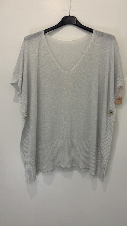 Poncho pull pailleté à boutons latéraux