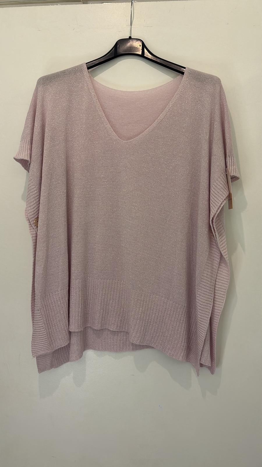 Poncho pull pailleté à boutons latéraux