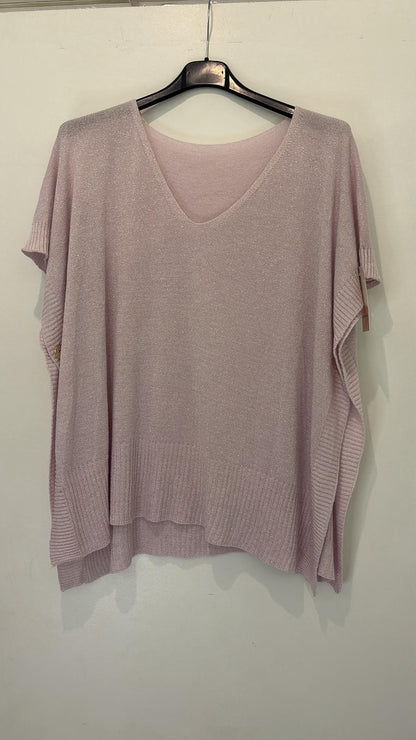 Poncho pull pailleté à boutons latéraux