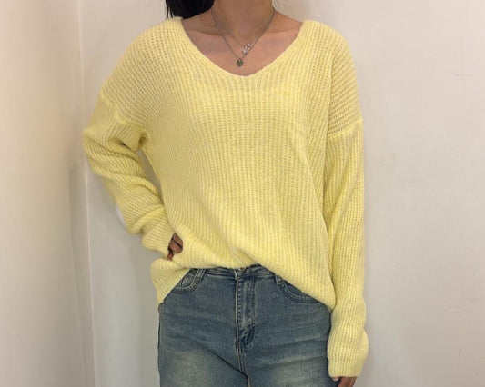 Pull oversize col V en maille douce