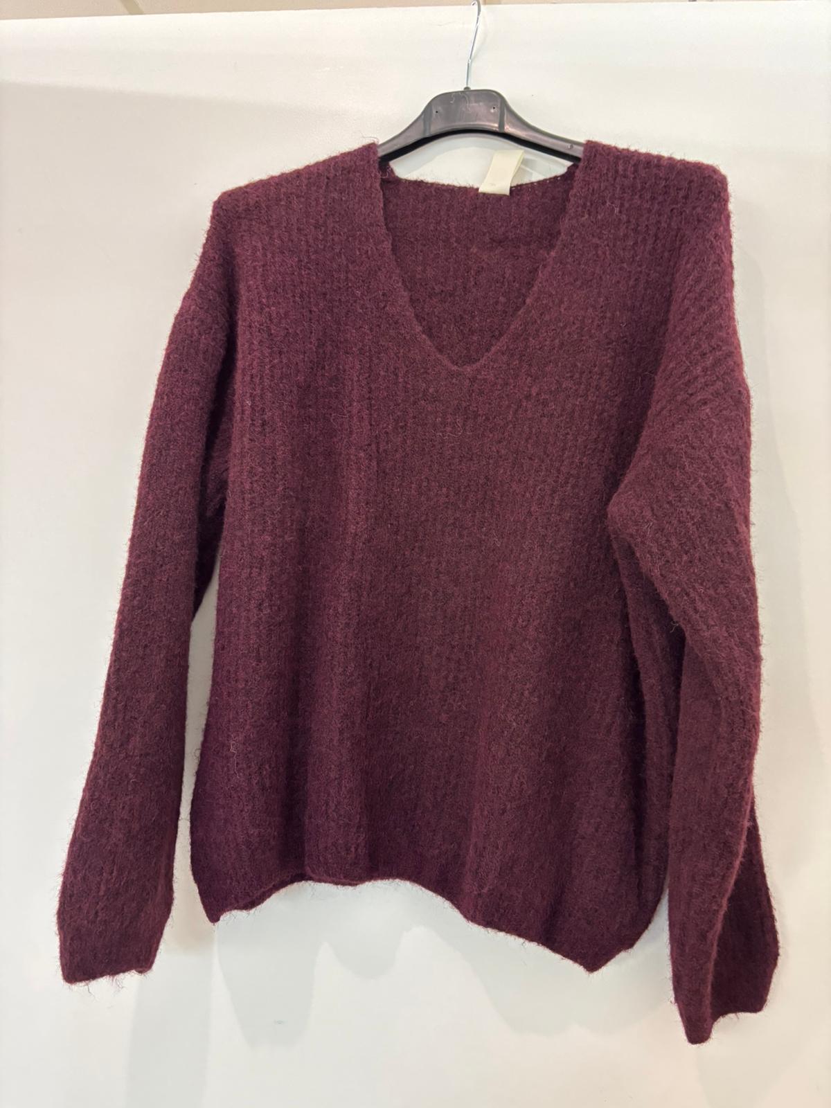 Pull oversize col V en maille douce
