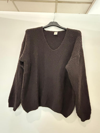 Pull oversize col V en maille douce