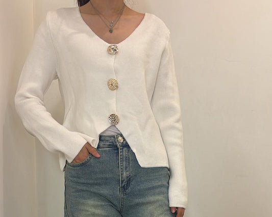 Cardigan à gros boutons dorés