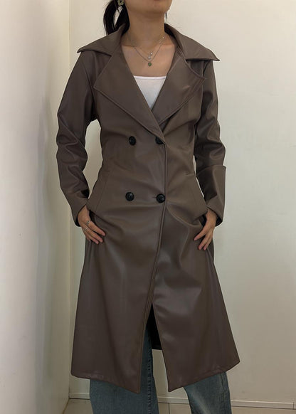 Trench long en simili cuir