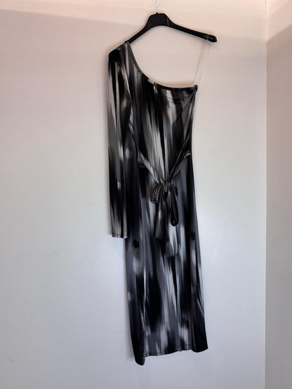 Robe asymétrique à imprimé dégradé – manches une épaule