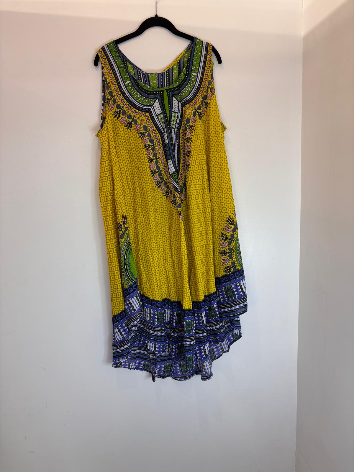 Robe bohème évasée multicolore à imprimés ethniques