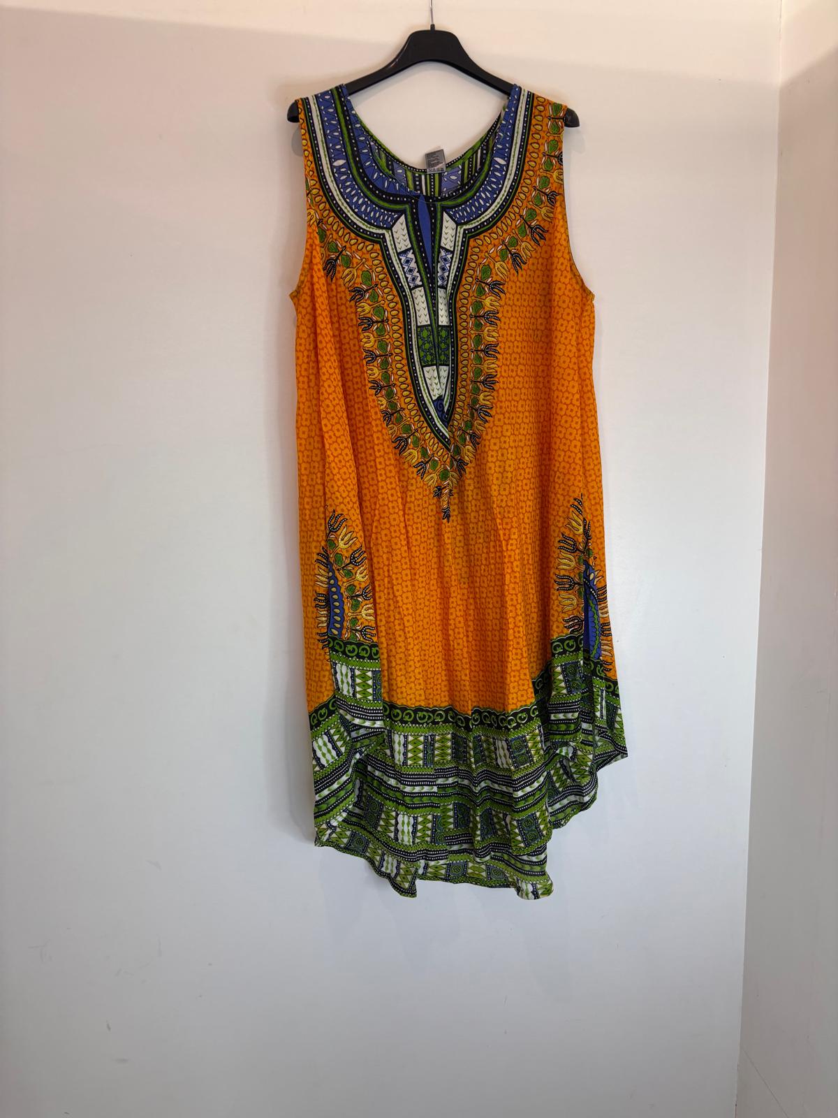 Robe bohème évasée multicolore à imprimés ethniques