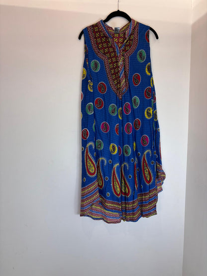 Robe bohème évasée multicolore à imprimés ethniques