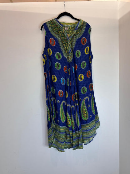 Robe bohème évasée multicolore à imprimés ethniques