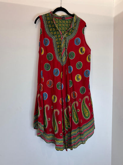 Robe bohème évasée multicolore à imprimés ethniques