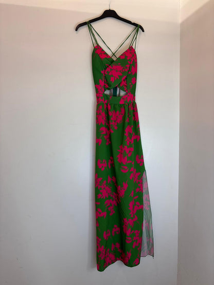 Robe longue à fleurs avec bretelles croisées