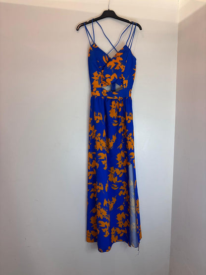 Robe longue à fleurs avec bretelles croisées