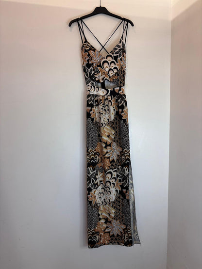 Robe longue à fleurs avec bretelles croisées