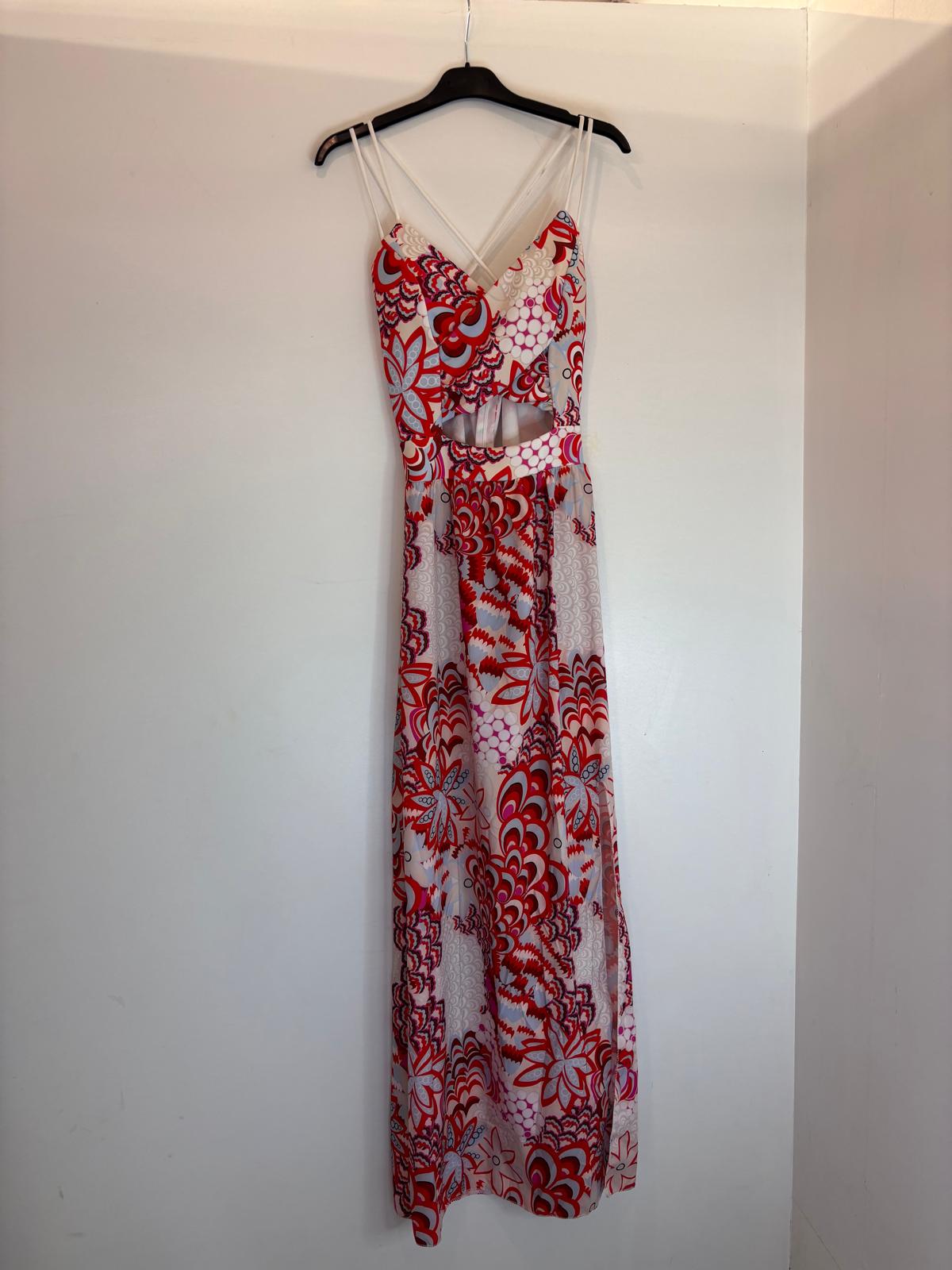 Robe longue à fleurs avec bretelles croisées