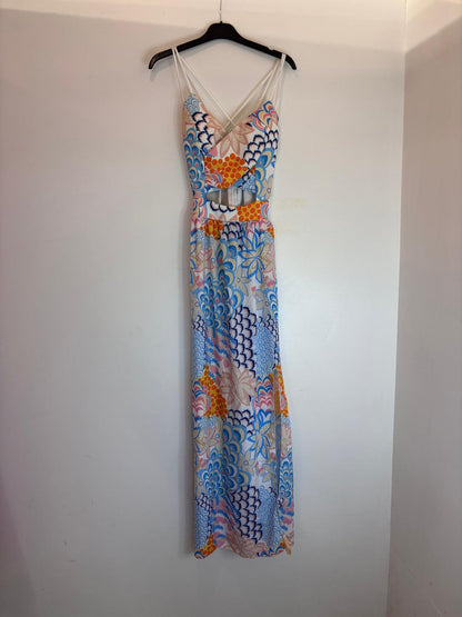 Robe longue à fleurs avec bretelles croisées