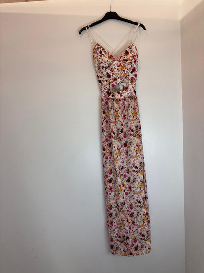Robe longue à fleurs avec bretelles croisées