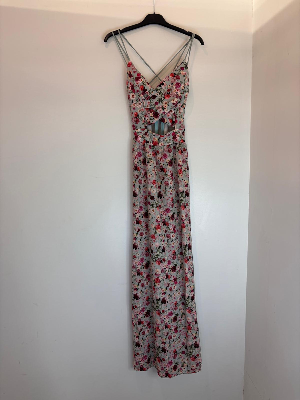 Robe longue à fleurs avec bretelles croisées