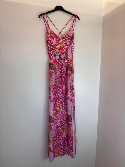 Robe longue à fleurs avec bretelles croisées