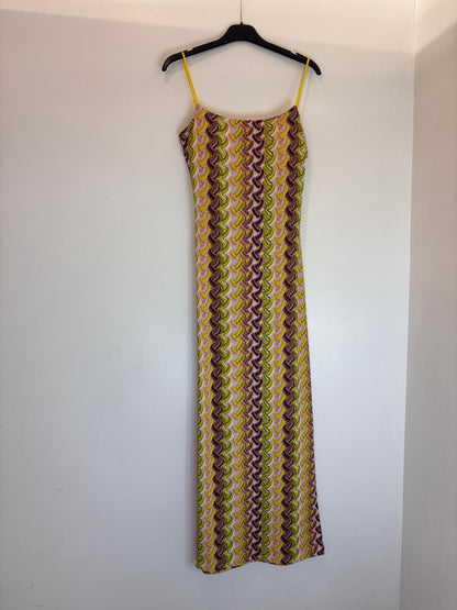 Robe longue motif ondulé multicolore